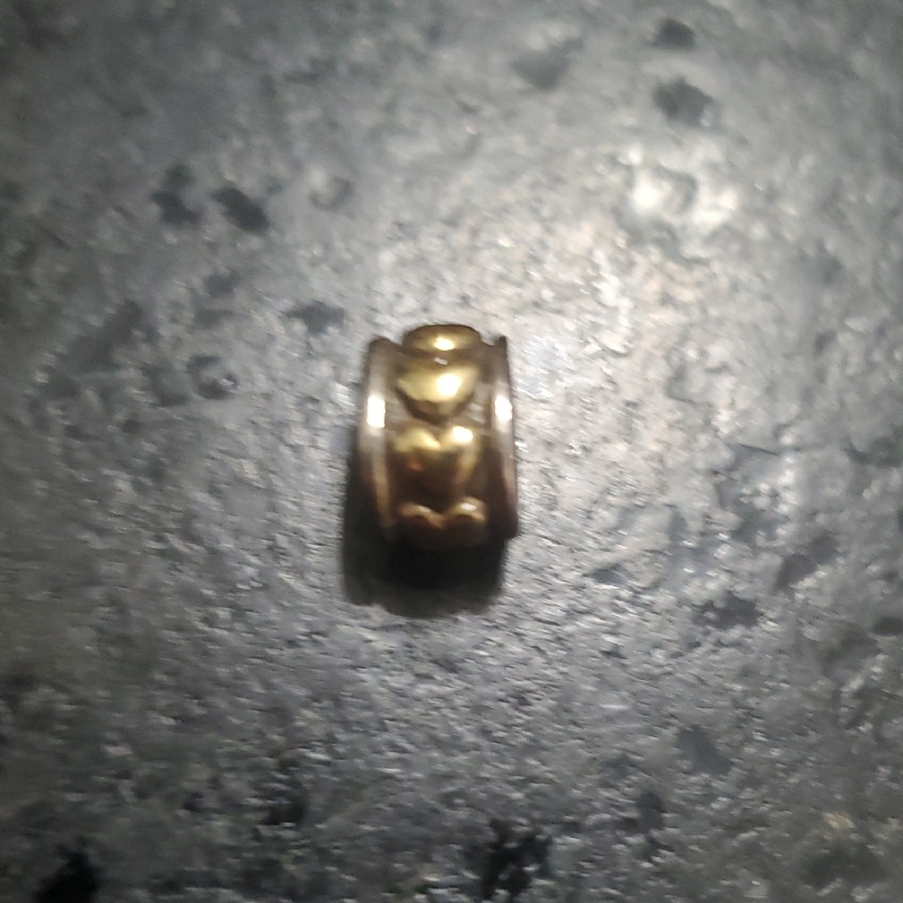Silver and Gold-Tone Bead Charm with Hearts